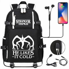 Strangers Things The Demogorgon USB Charging Backpack School NoteBook Laptop Travel Bags