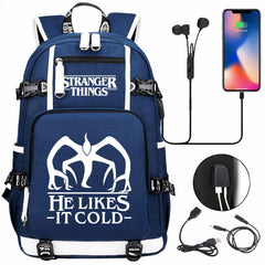Strangers Things The Demogorgon USB Charging Backpack School NoteBook Laptop Travel Bags