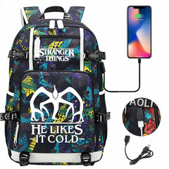 Strangers Things The Demogorgon USB Charging Backpack School NoteBook Laptop Travel Bags