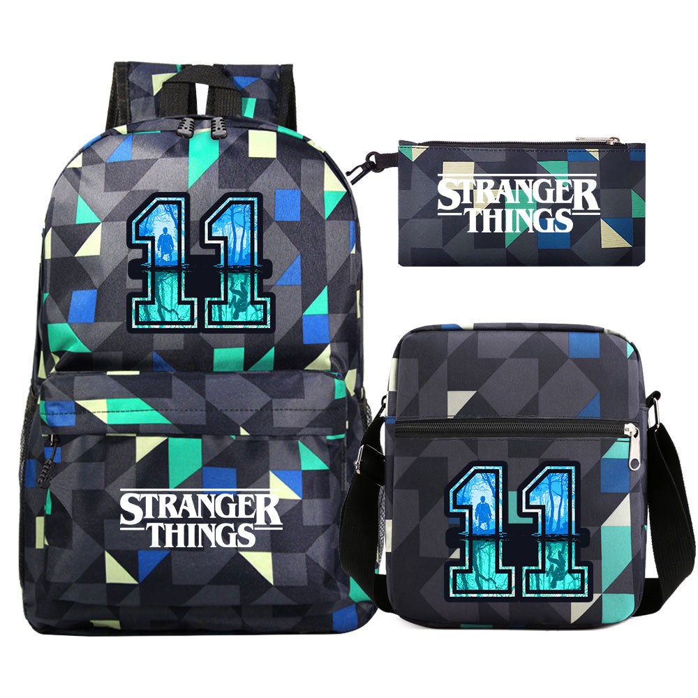 Strangers Things 11 SchoolBag Backpack Shoulder Bag Book Pencil Bags 3pcs Set
