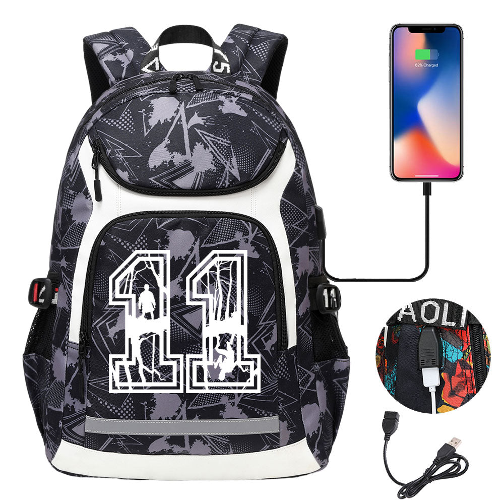 Strangers Things 11 USB Charging Backpack School NoteBook Laptop Travel Bags