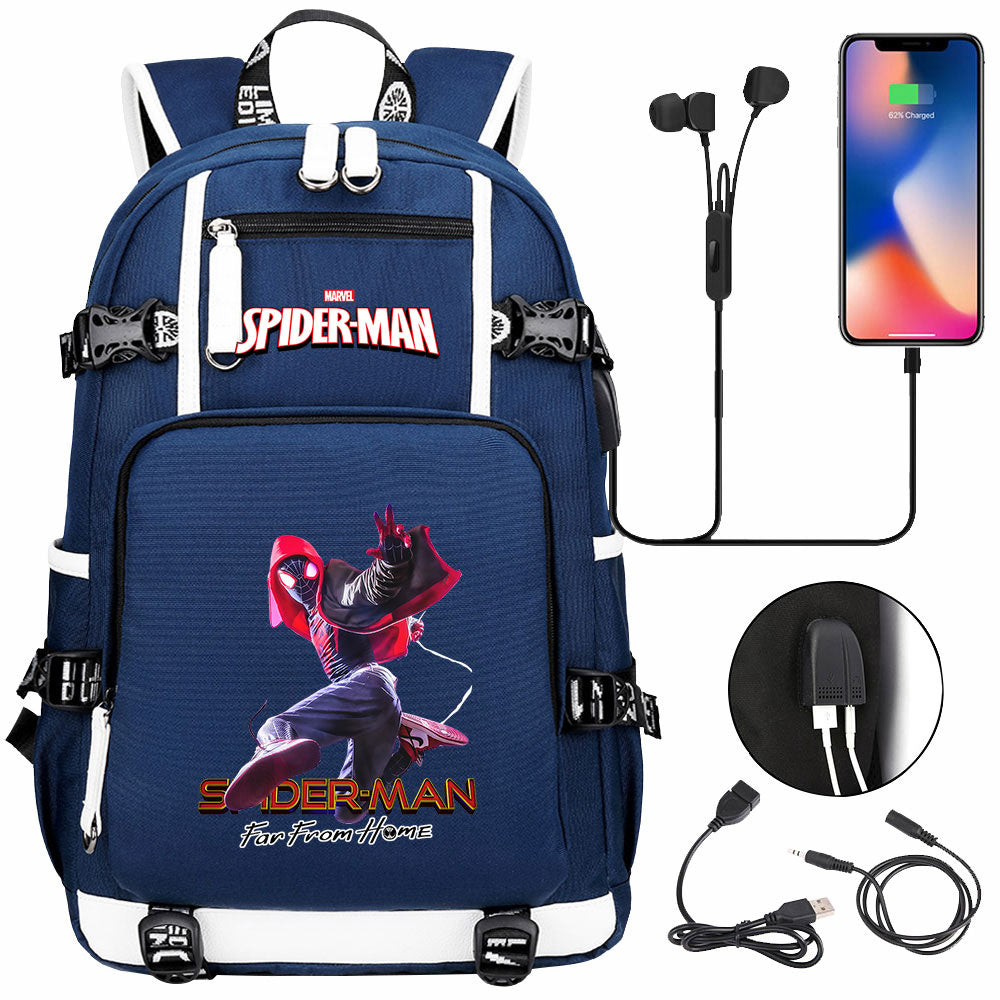 Spider Man Across the Spider Verse USB Charging Backpack School NoteBook Laptop Travel Bags