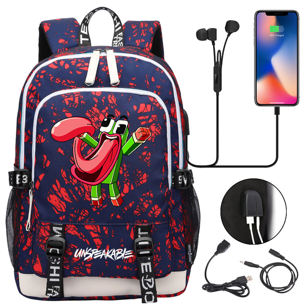 Game Unspeakable Frog USB Charging Backpack School Note Book Laptop Travel Bags
