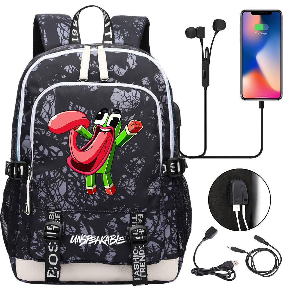 Game Unspeakable Frog USB Charging Backpack School Note Book Laptop Travel Bags