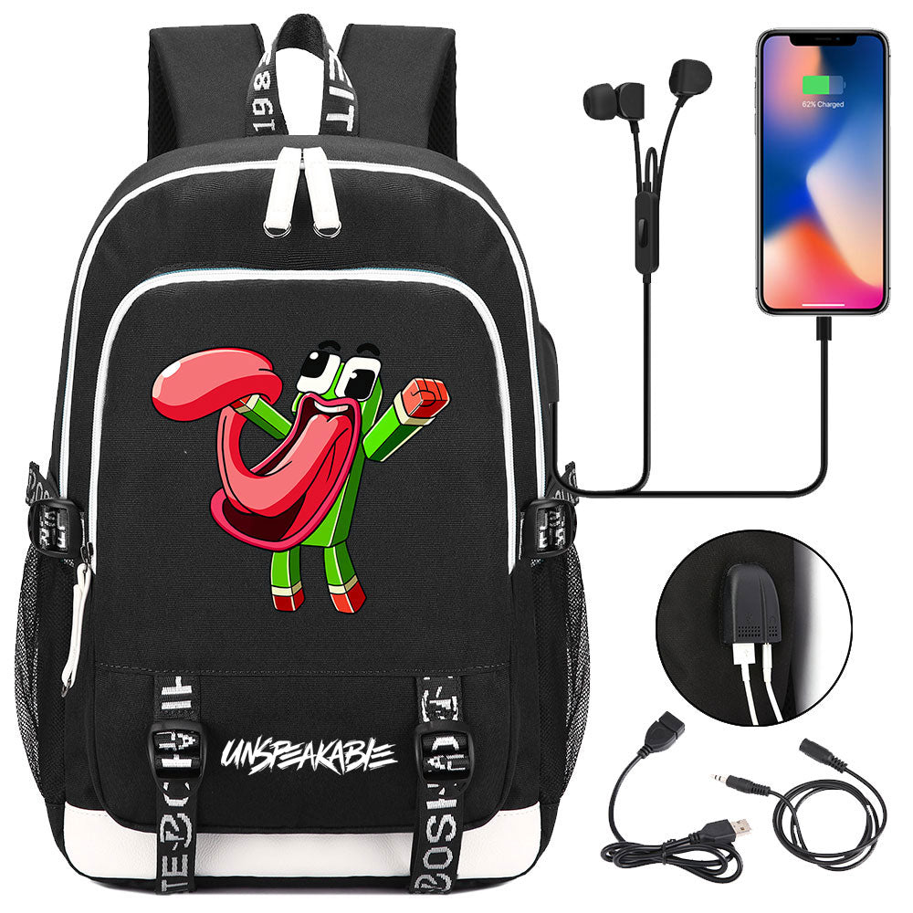 Game Unspeakable Frog USB Charging Backpack School Note Book Laptop Travel Bags