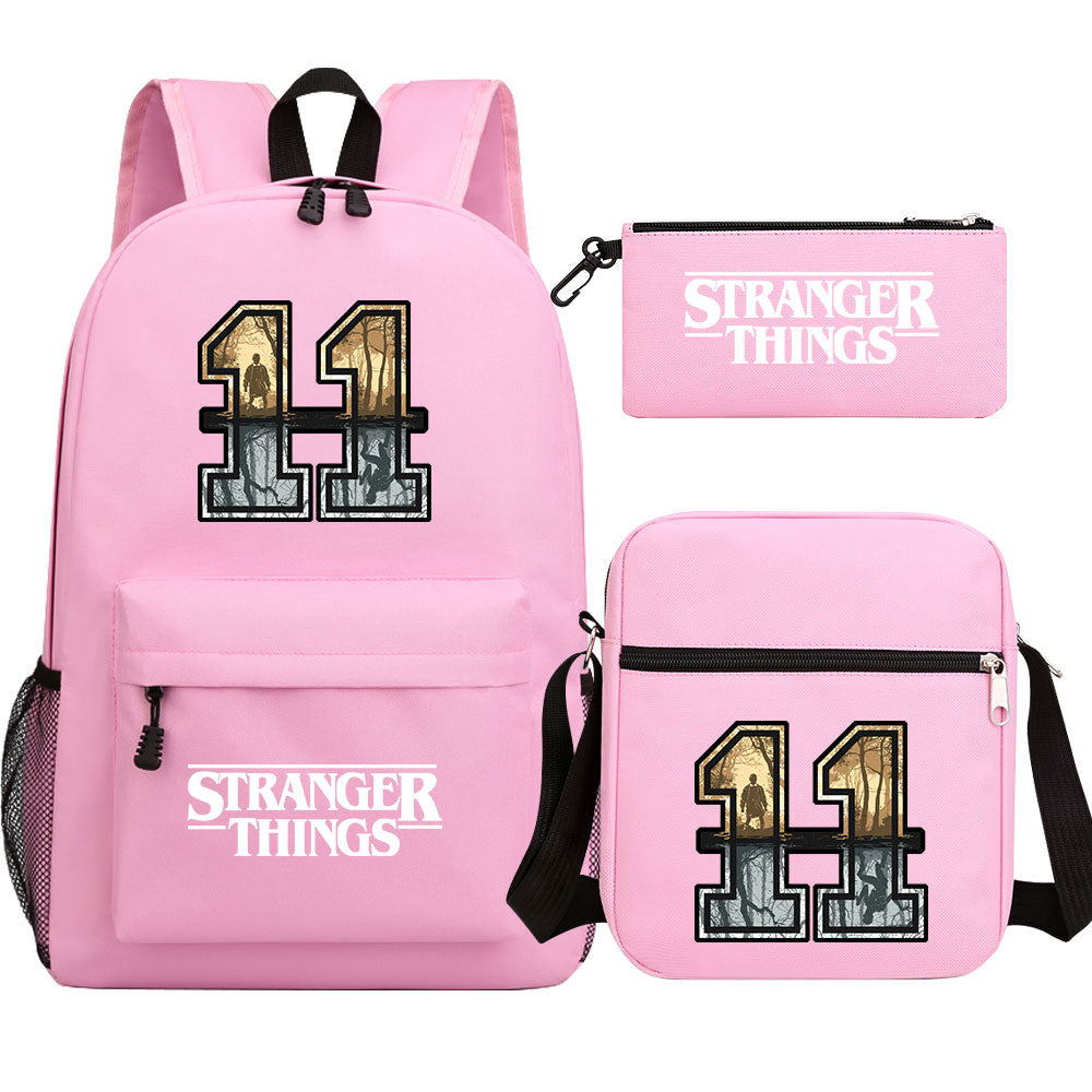 Strangers Things 11 SchoolBag Backpack Shoulder Bag Book Pencil Bags 3pcs Set