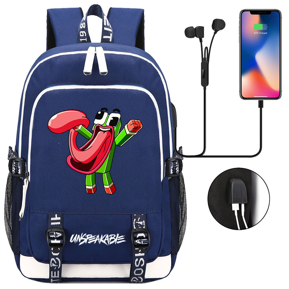 Game Unspeakable Frog USB Charging Backpack School Note Book Laptop Travel Bags