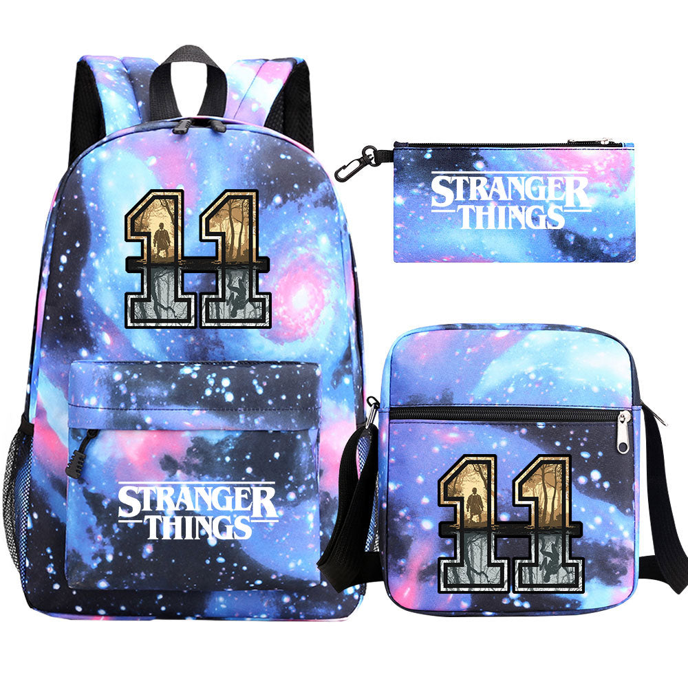 Strangers Things 11 SchoolBag Backpack Shoulder Bag Book Pencil Bags 3pcs Set