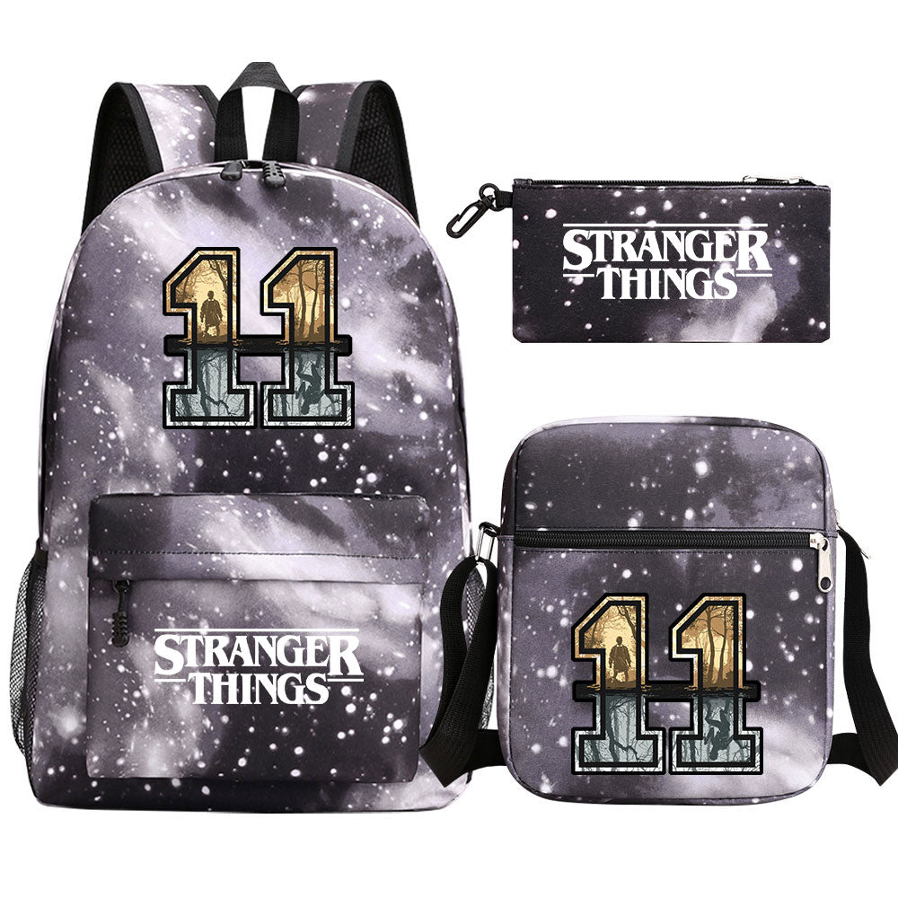 Strangers Things 11 SchoolBag Backpack Shoulder Bag Book Pencil Bags 3pcs Set