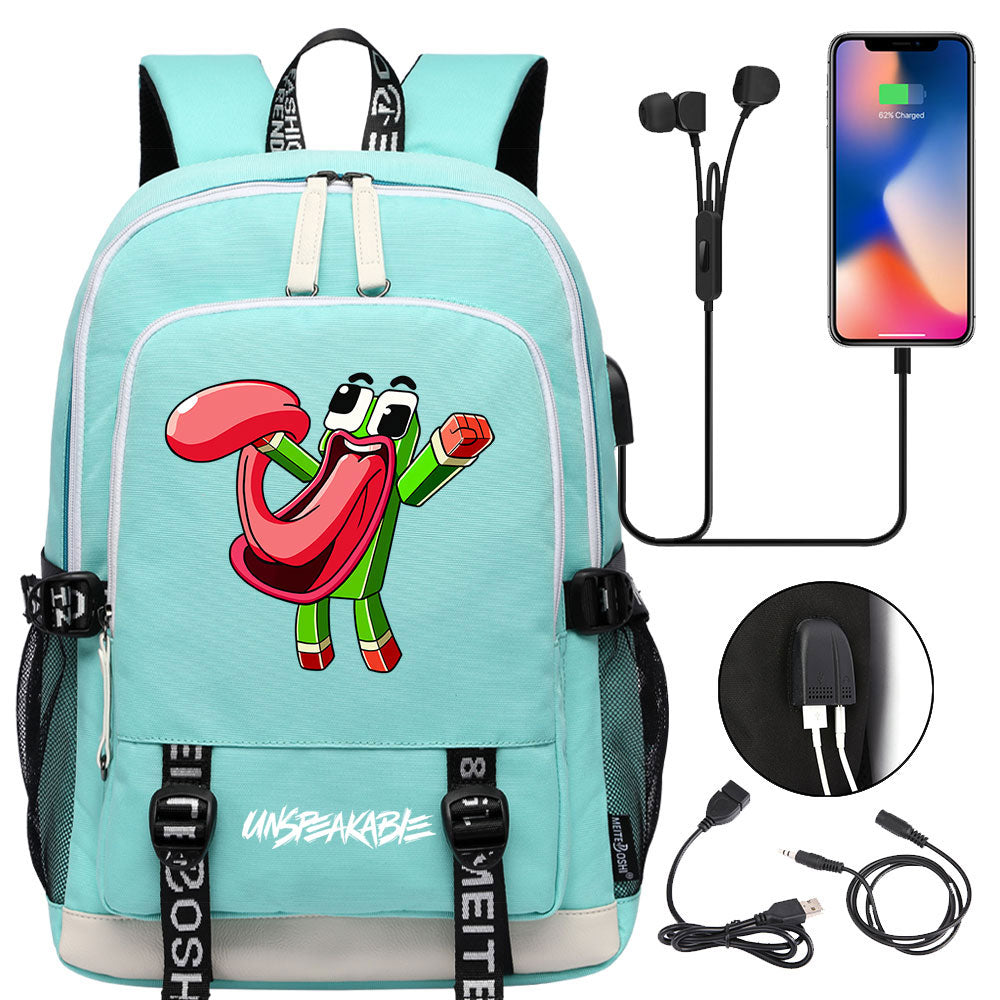 Game Unspeakable Frog USB Charging Backpack School Note Book Laptop Travel Bags