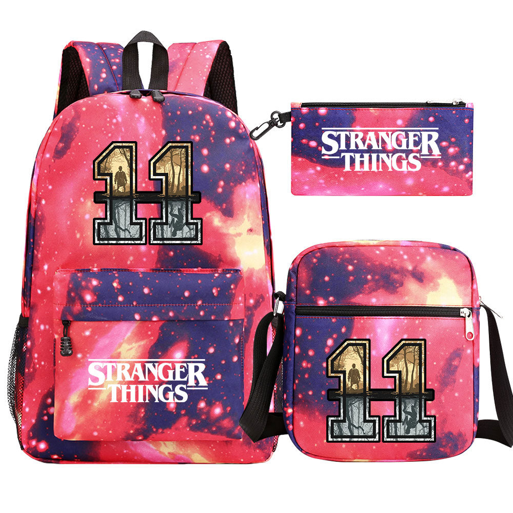 Strangers Things 11 SchoolBag Backpack Shoulder Bag Book Pencil Bags 3pcs Set