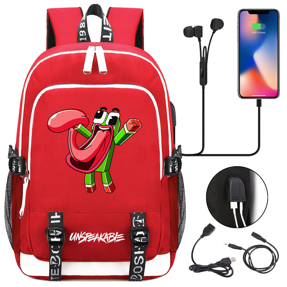 Game Unspeakable Frog USB Charging Backpack School Note Book Laptop Travel Bags