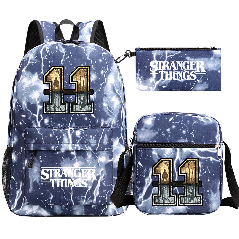 Strangers Things 11 SchoolBag Backpack Shoulder Bag Book Pencil Bags 3pcs Set