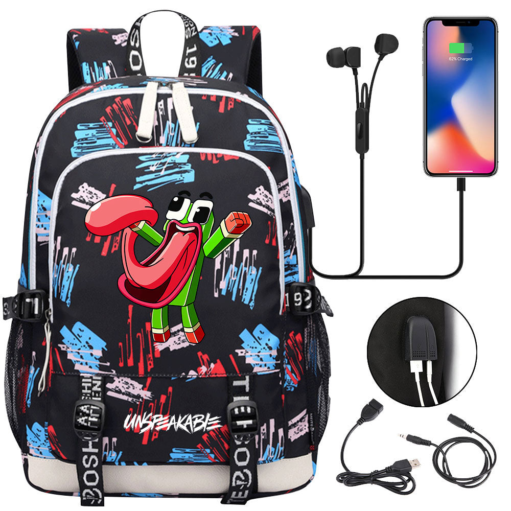Game Unspeakable Frog USB Charging Backpack School Note Book Laptop Travel Bags