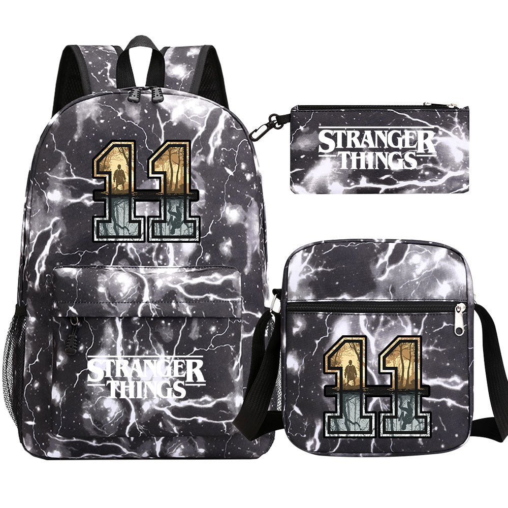 Strangers Things 11 SchoolBag Backpack Shoulder Bag Book Pencil Bags 3pcs Set