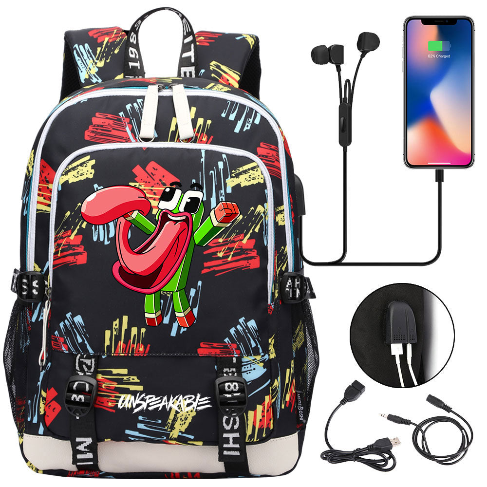 Game Unspeakable Frog USB Charging Backpack School Note Book Laptop Travel Bags