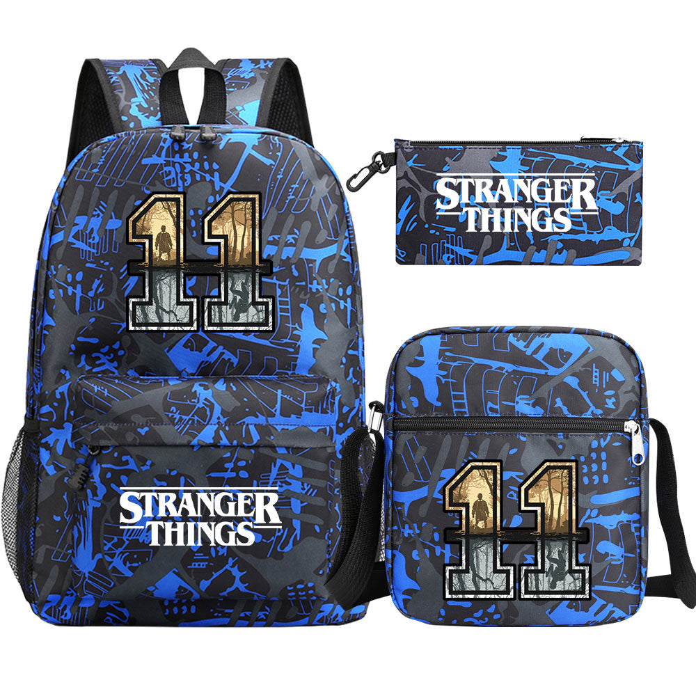 Strangers Things 11 SchoolBag Backpack Shoulder Bag Book Pencil Bags 3pcs Set