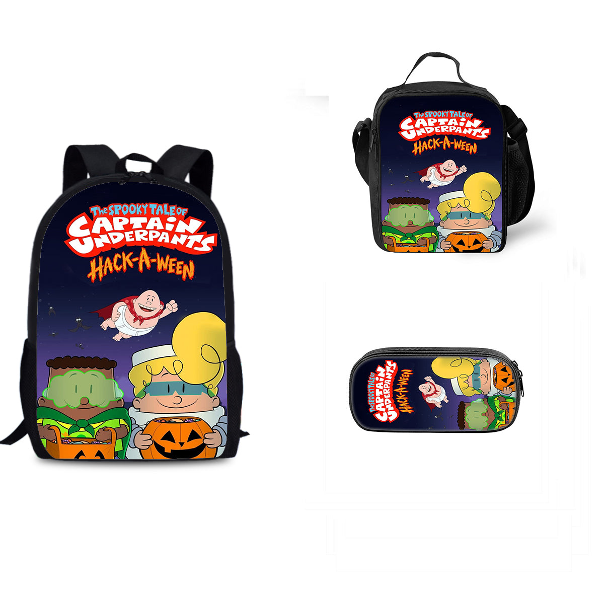 Captain Underpants Schoolbag Backpack Lunch Bag Pencil Case 3pcs Set Gift for Kids Students