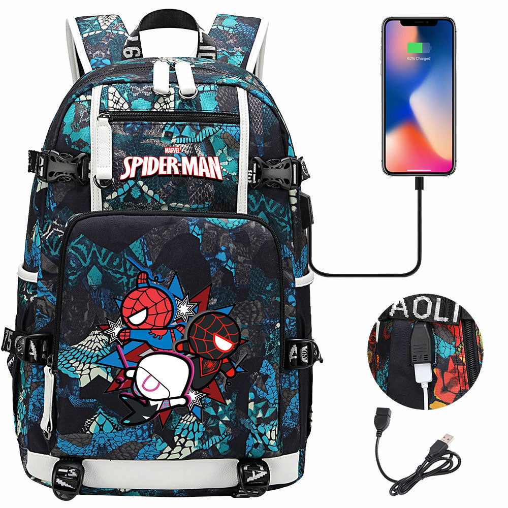 Spider Man Across the Spider Verse USB Charging Backpack School NoteBook Laptop Travel Bags