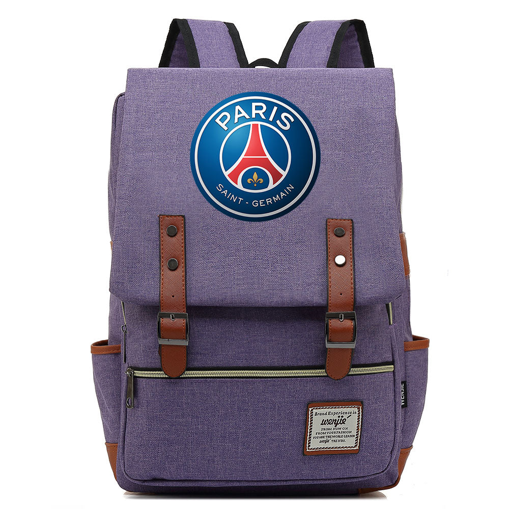 Paris Saint Germain Football Club Canvas Travel Backpack School Book Bag