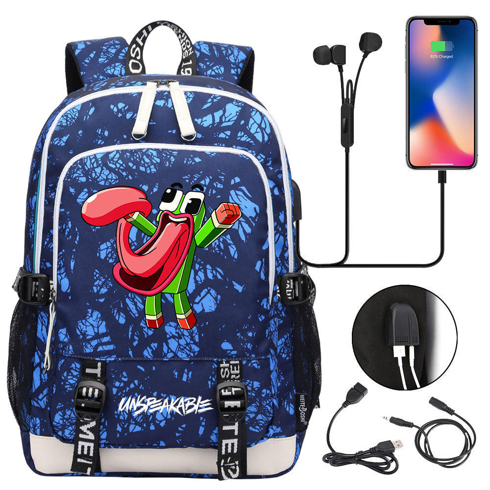 Game Unspeakable Frog USB Charging Backpack School Note Book Laptop Travel Bags