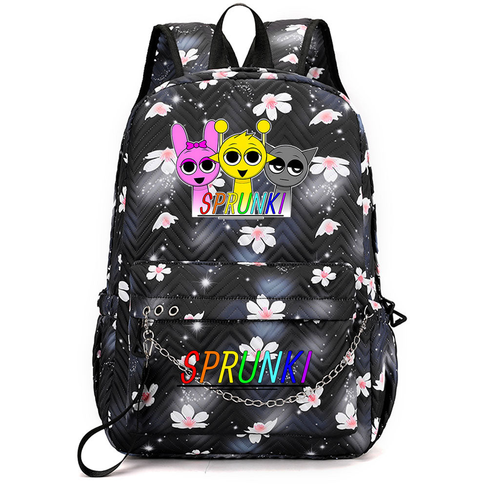 Sprunki USB Charging Backpack Shoolbag Notebook Bag Gifts for Kids Students