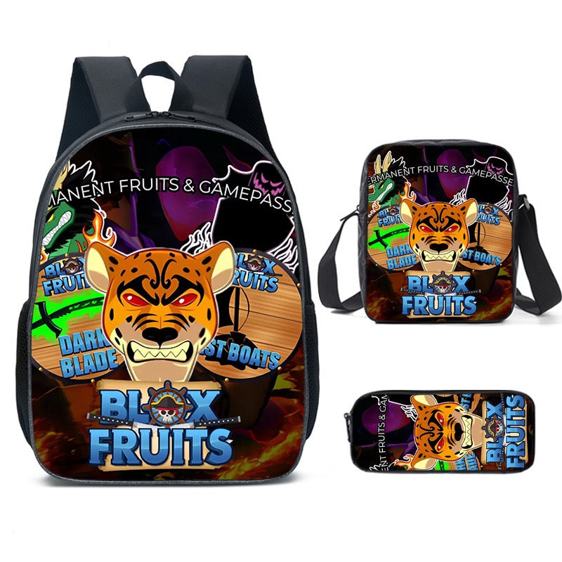Blox Fruits Schoolbag Backpack Lunch Bag Pencil Case 3pcs Set Gift for Kids Students