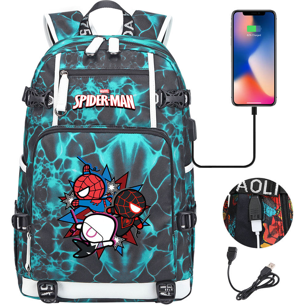 Spider Man Across the Spider Verse USB Charging Backpack School NoteBook Laptop Travel Bags