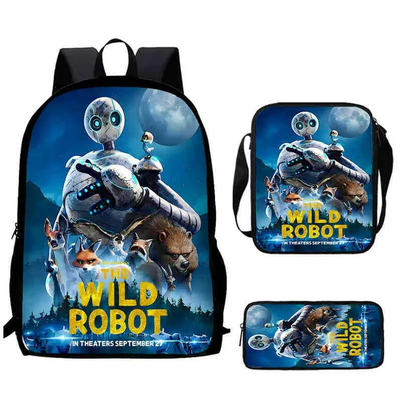 The Wild Robot Schoolbag Backpack Lunch Bag Pencil Case 3pcs Set Gift for Kids Students