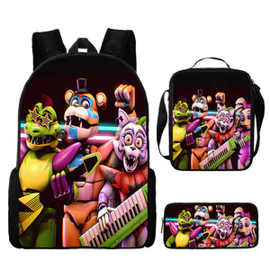 FNAF Glamrock Freddy Schoolbag Backpack Lunch Bag Pencil Case 3pcs Set Gift for Kids Students