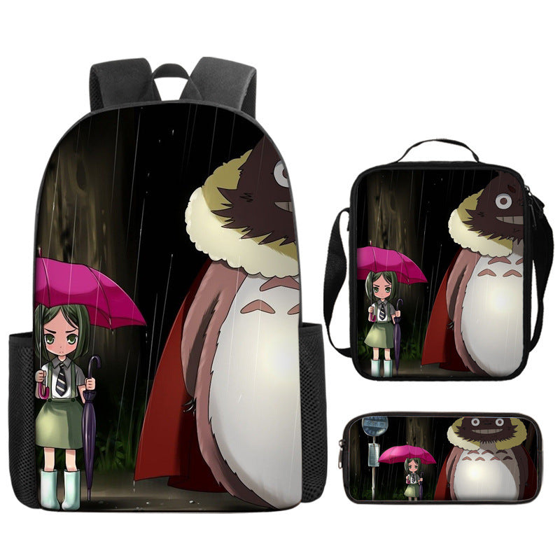 My Neighbor Totoro Schoolbag Backpack Lunch Bag Pencil Case 3pcs Set Gift for Kids Students