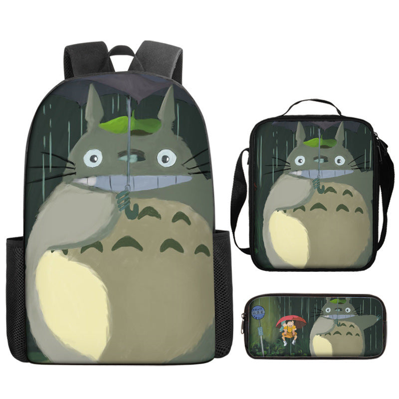 My Neighbor Totoro Schoolbag Backpack Lunch Bag Pencil Case 3pcs Set Gift for Kids Students