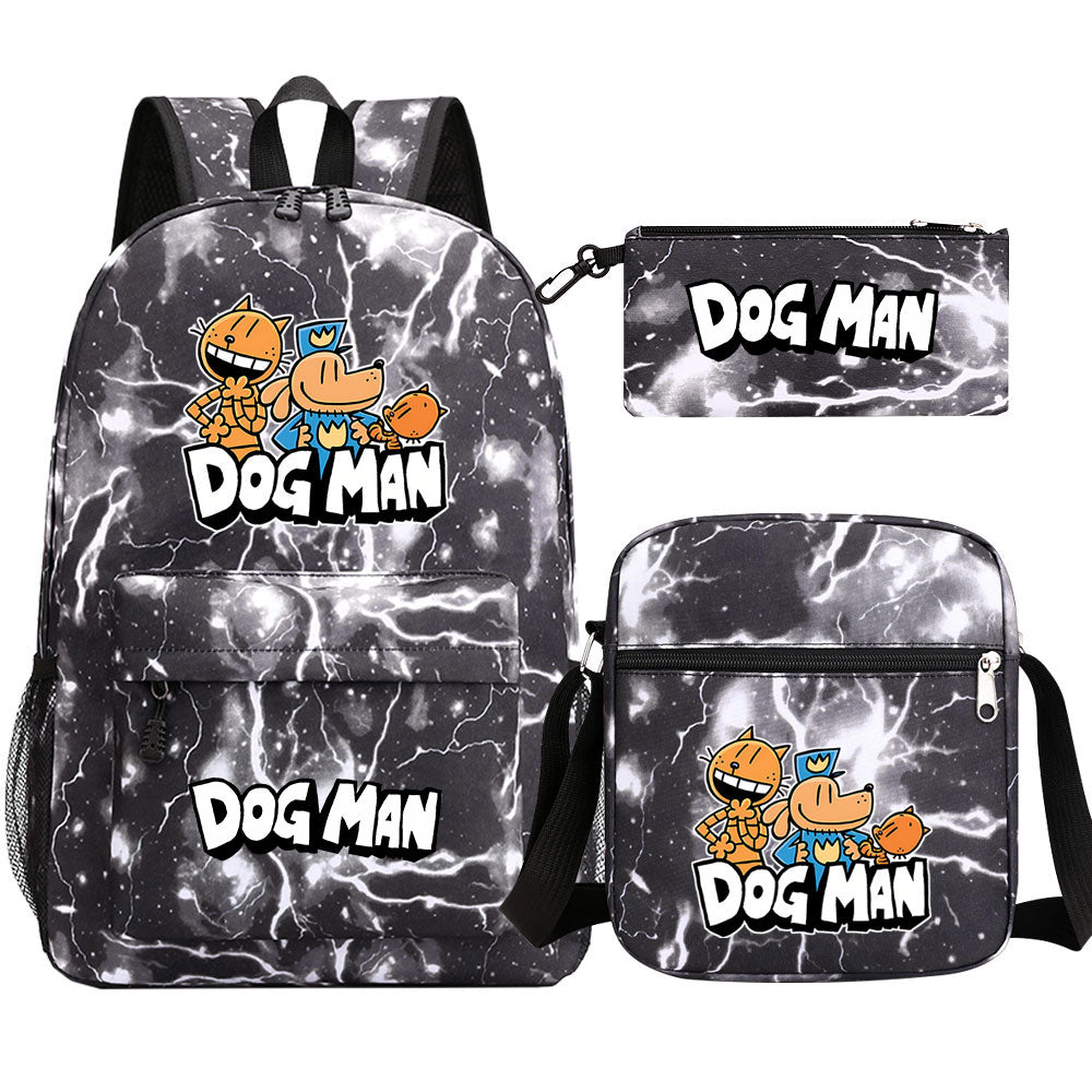 Dog Man School Bag Backpack Shoulder Bag Book Pencil Bags  3pcs Set
