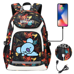 Kpop BTS Koya USB Charging Backpack School NoteBook Laptop Travel Bags