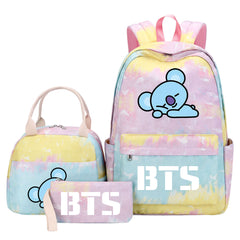 BTS Koya Pink Starry Sky SchoolBag Backpack Lunch Box Bag Book Pencil Bags 3pcs Set