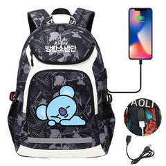 Kpop BTS Koya USB Charging Backpack School NoteBook Laptop Travel Bags