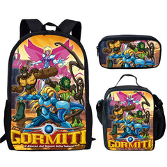 Anime Gormiti Schoolbag Backpack Lunch Bag Pencil Case 3pcs Set Gift for Kids Students