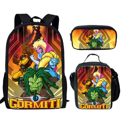 Anime Gormiti Schoolbag Backpack Lunch Bag Pencil Case 3pcs Set Gift for Kids Students