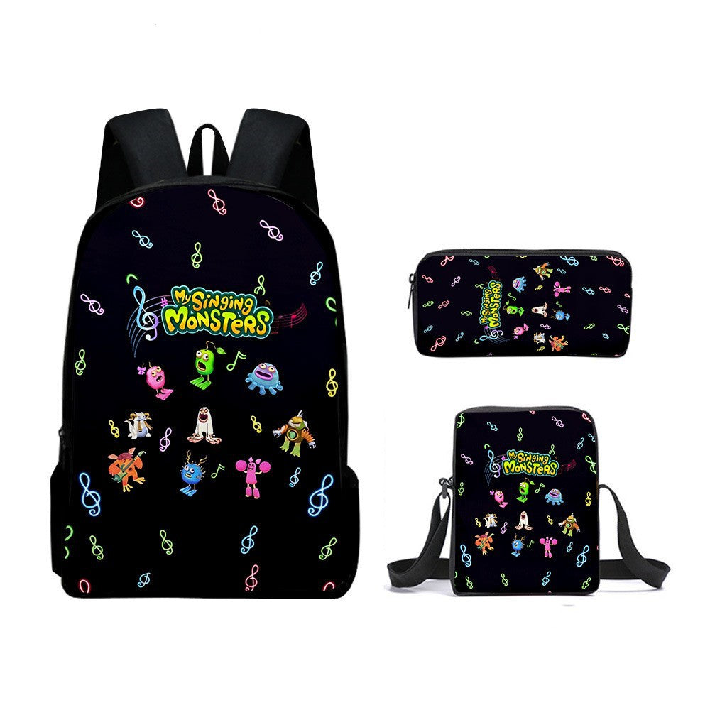 My Singing Monsters Schoolbag Backpack Lunch Bag Pencil Case 3pcs Set Gift for Kids Students