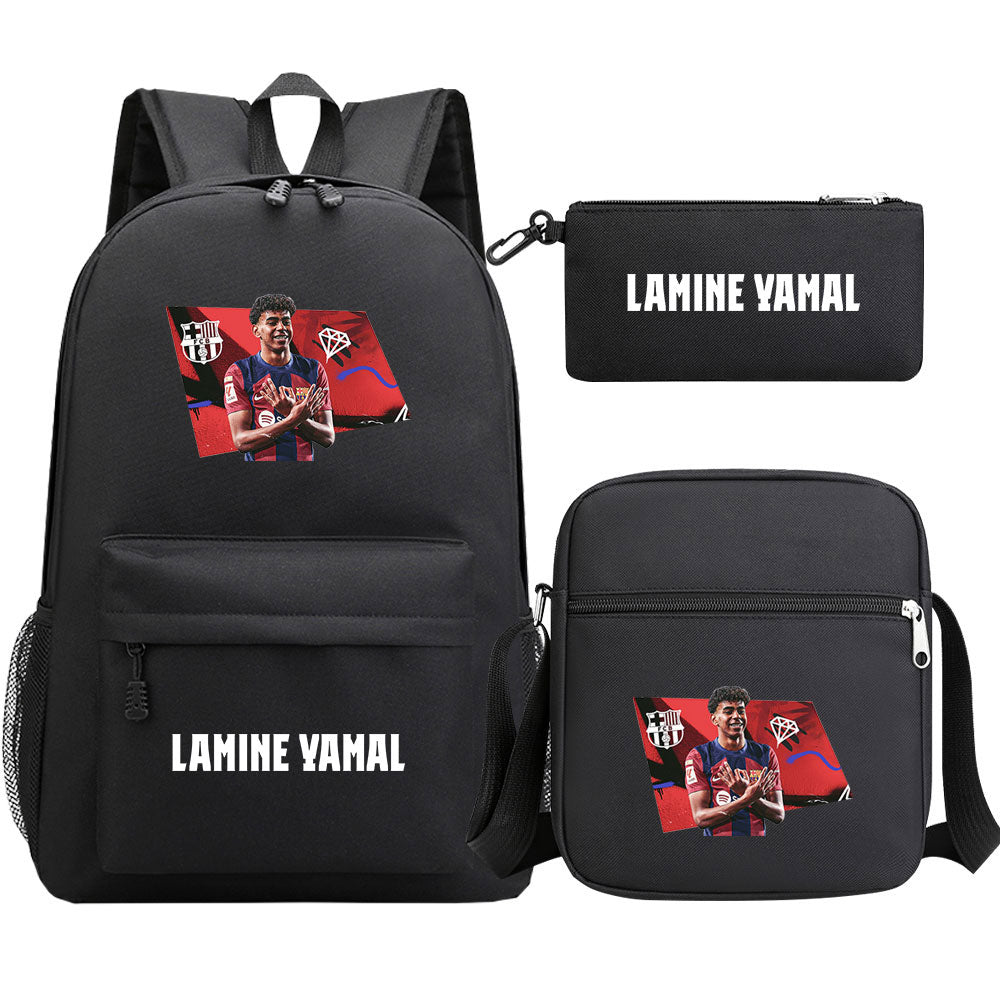 Lamine Yamal Football Player SchoolBag Backpack Shoulder Bag Book Pencil Bags 3pcs Set