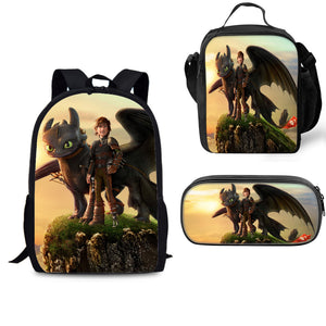 How to Train Your Dragon Schoolbag Backpack Lunch Bag Pencil Case Set Gift for Kids Students