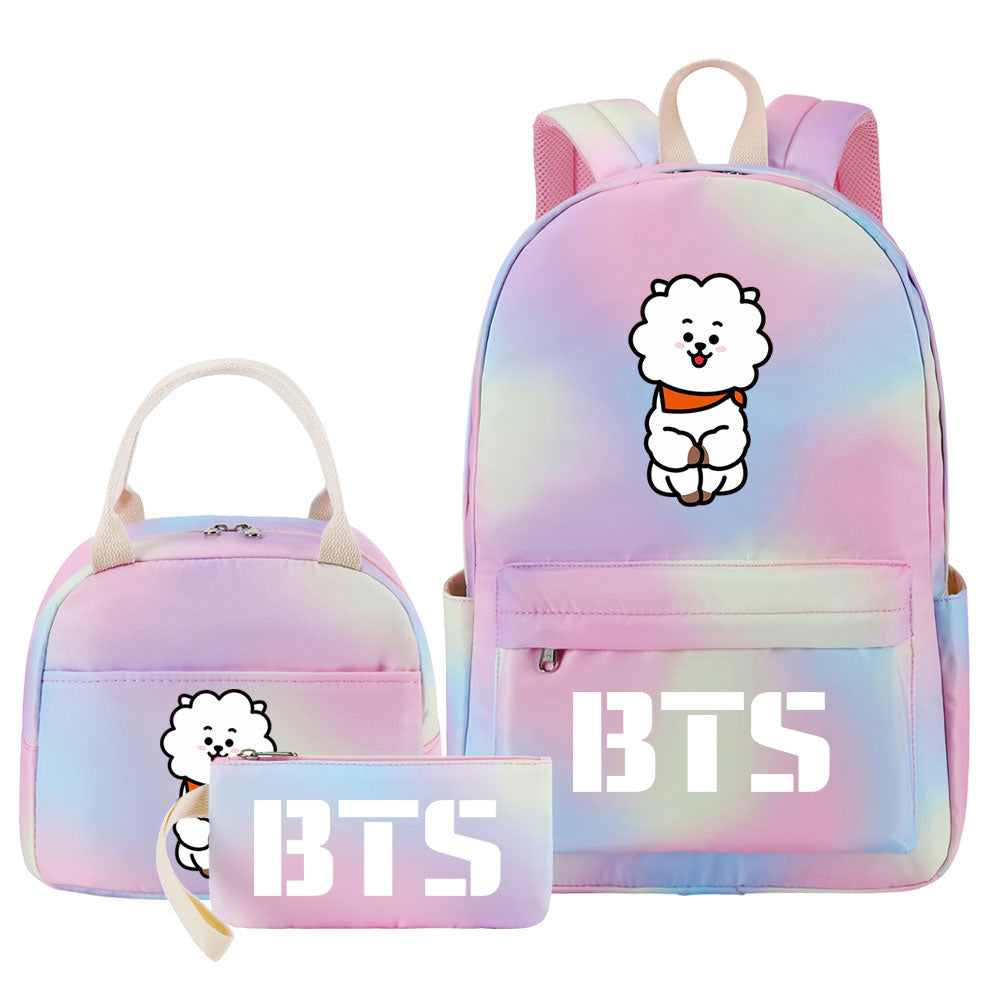 BTS RJ Pink Starry Sky SchoolBag Backpack Lunch Box Bag Book Pencil Bags 3pcs Set