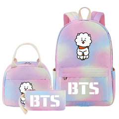BTS RJ Pink Starry Sky SchoolBag Backpack Lunch Box Bag Book Pencil Bags 3pcs Set