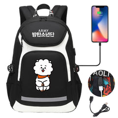 Kpop BTS RJ USB Charging Backpack School NoteBook Laptop Travel Bags