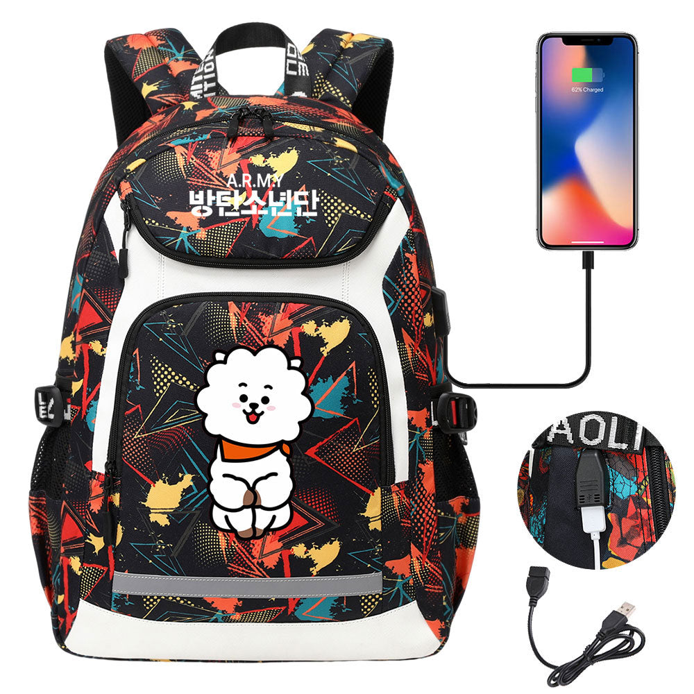 Kpop BTS RJ USB Charging Backpack School NoteBook Laptop Travel Bags
