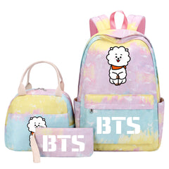 BTS RJ Pink Starry Sky SchoolBag Backpack Lunch Box Bag Book Pencil Bags 3pcs Set
