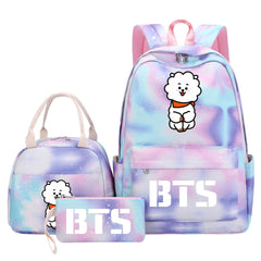 BTS RJ Pink Starry Sky SchoolBag Backpack Lunch Box Bag Book Pencil Bags 3pcs Set