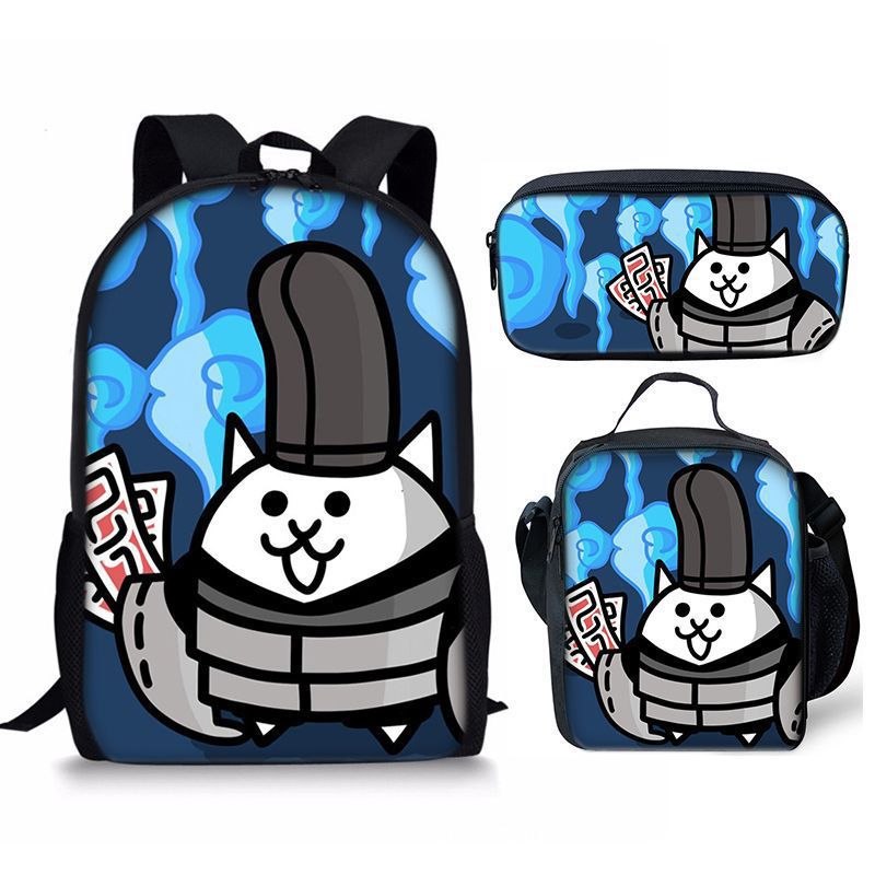 The Battle Cats Schoolbag Backpack Lunch Bag Pencil Case 3pcs Set Gift for Kids Students
