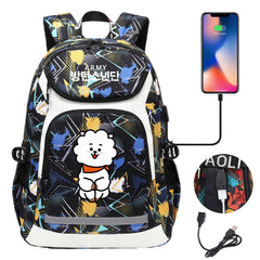 Kpop BTS RJ USB Charging Backpack School NoteBook Laptop Travel Bags