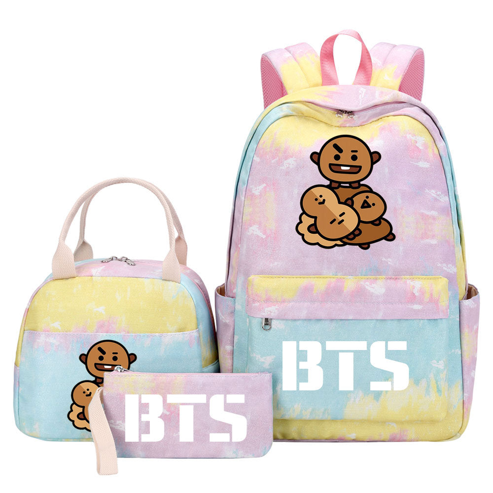 BTS Shooky Pink Starry Sky SchoolBag Backpack Lunch Box Bag Book Pencil Bags 3pcs Set